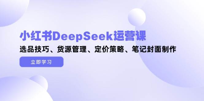 小红书DeepSeek运营课,选品技巧、货源管理、定价策略、笔记封面制作-快赚