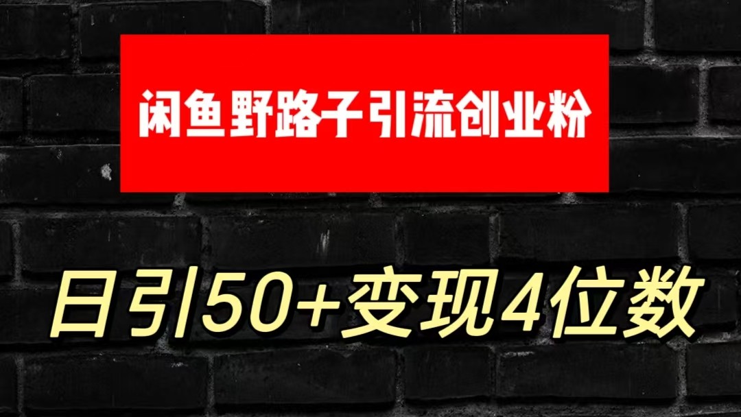 大眼闲鱼野路子引流创业粉,日引50+单日变现四位数-快赚