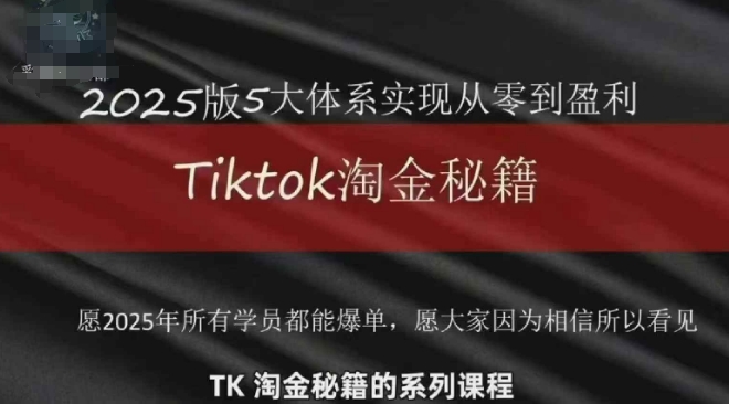 TikTok跨境2025淘金秘籍,2025TikTok从0到盈利变现-快赚