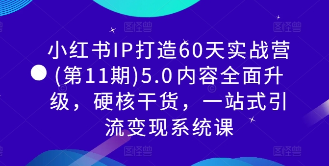 小红书IP打造60天实战营(第11期)5.0内容全面升级,硬核干货,一站式引流变现系统课-快赚