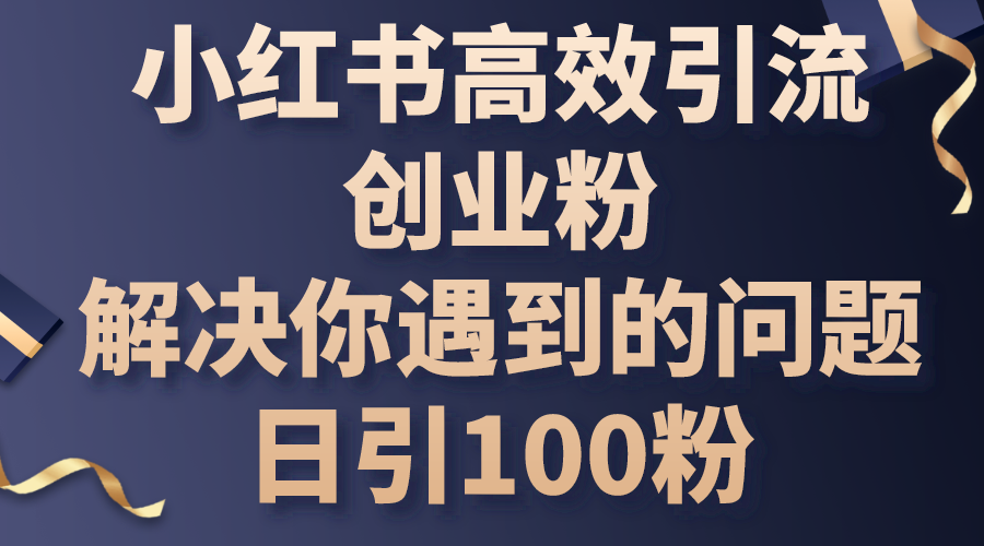 小红书高效引流创业粉,解决你遇到的问题,日引100粉-快赚