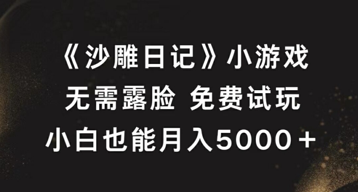 《沙雕日记》小游戏，无需露脸免费试玩，小白也能月入5000+【揭秘】-快赚