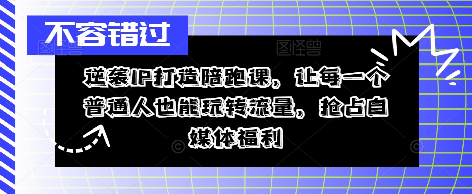 逆袭IP打造陪跑课,让每一个普通人也能玩转流量,抢占自媒体福利-快赚