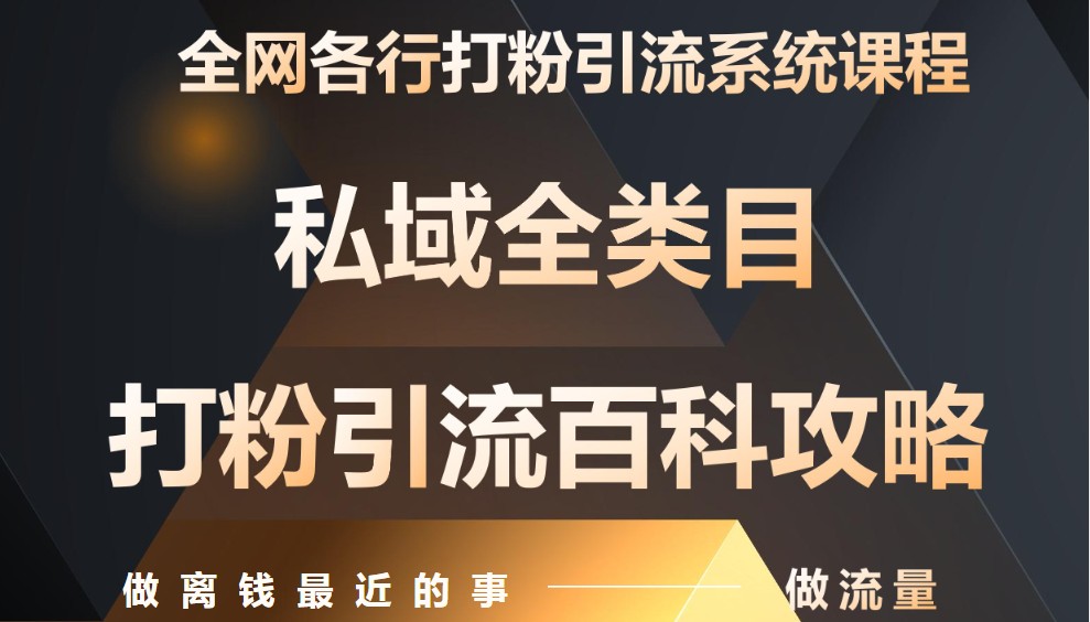 月入9万：全网唯一私域打粉引流神课，零基础手把手带你引流变现-快赚