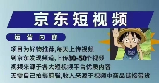 京东短视频带货课,无需自己拍摄剪辑,保姆式教学,两天快速上手-快赚