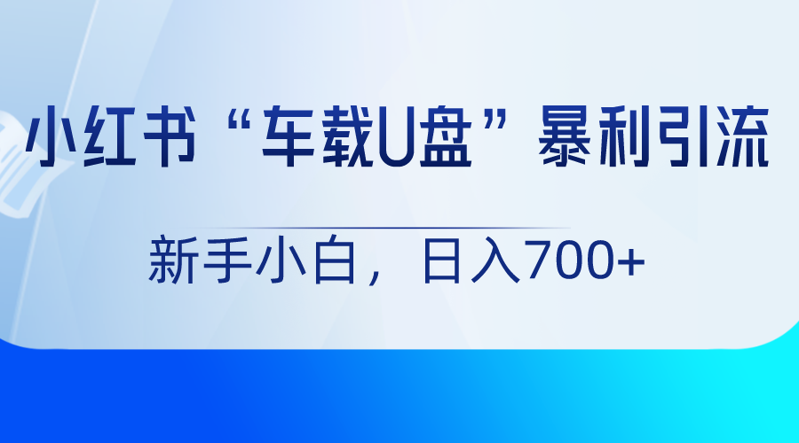 小红书“车载U盘”项目,暴利引流,新手小白轻松日入700+-快赚