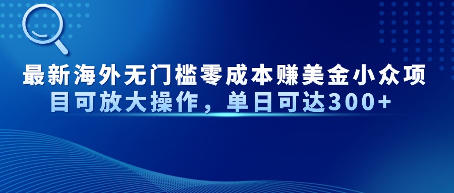 最新海外无门槛零成本赚美金小众项目可放大操作,单日可达300+-快赚