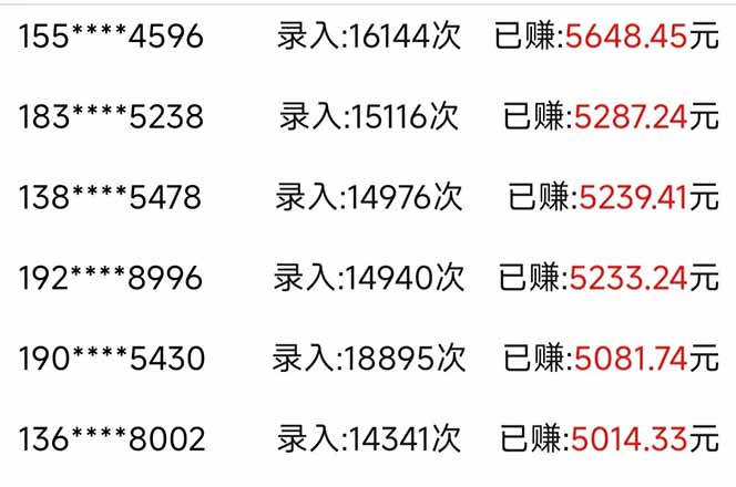 信息录入，几秒一单，只需一部手机，小白轻松上手，日入500＋-快赚