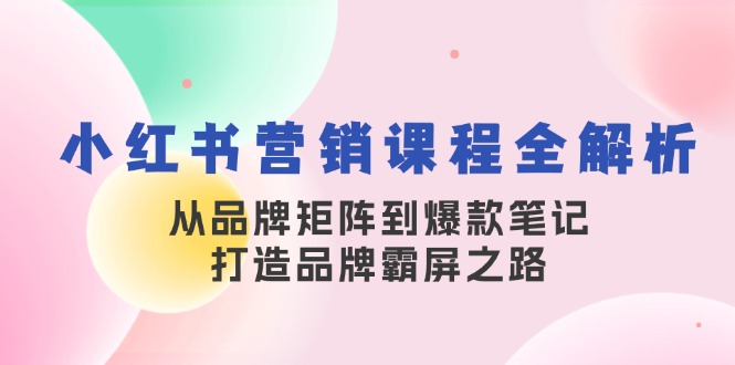 小红书营销课程全解析，从品牌矩阵到爆款笔记，打造品牌霸屏之路-快赚