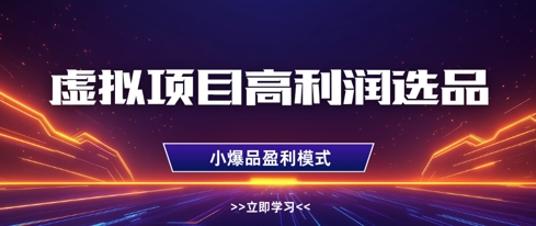 虚拟项目高利润选品方法，做好单店利润1W+，可多店倍增利润-快赚