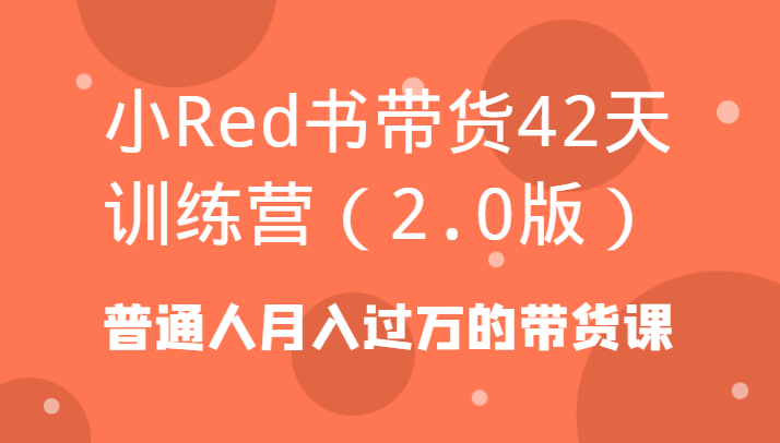 小Red书带货42天训练营(2.0版)普通人月入过万的带货课-快赚