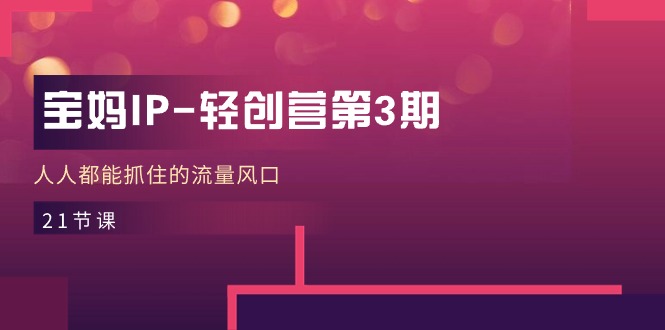 宝妈IP-轻创营第3期，人人都能抓住的流量风口(21节课-快赚