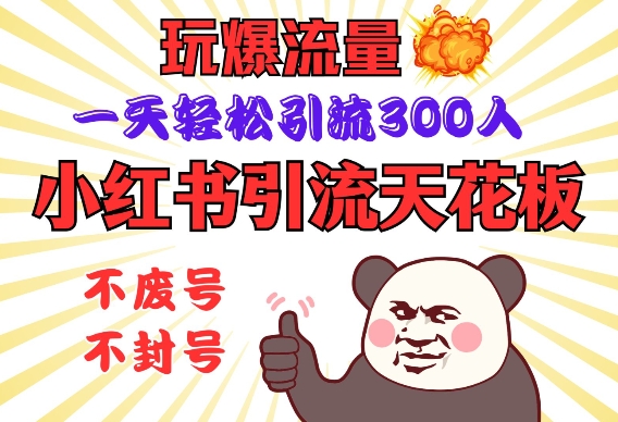 小红书引流天花板,玩爆流量,一天轻松引流300人,安全操作-快赚