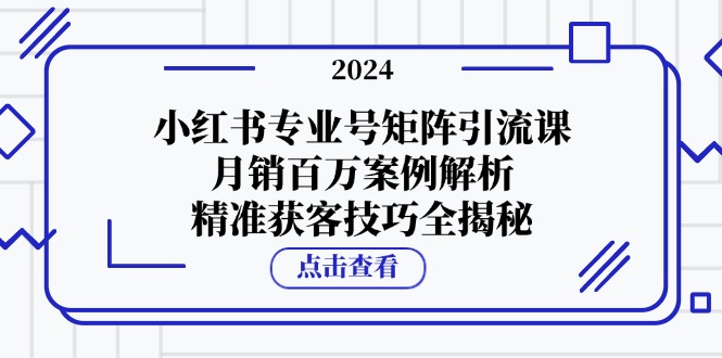 小红书专业号矩阵引流课,月销百万案例解析,精准获客技巧全揭秘-快赚