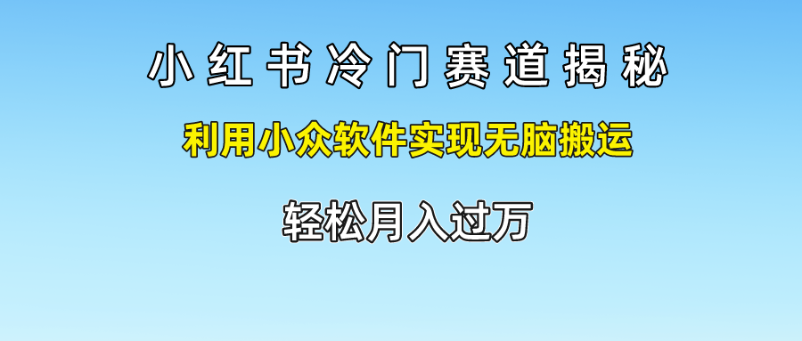 小红书冷门赛道揭秘,利用小众软件实现无脑搬运，轻松月入过万-快赚