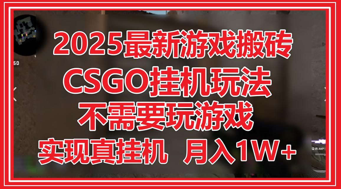 2025最新游戏搬砖,CSGO挂机,不需要玩游戏,实现真挂机,月入1W+-快赚