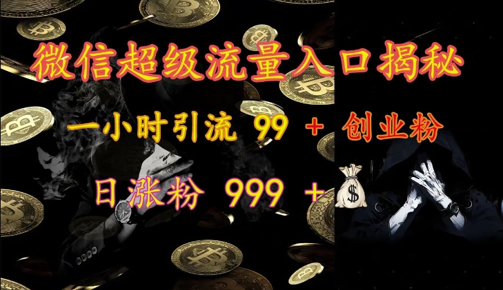 微信超级流量入口揭秘:一小时引流 99 + 创业粉,日涨粉 999 +-快赚