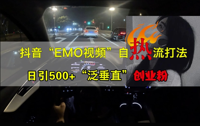 抖音EMO视频自热打法,日引500+“泛垂直”创业粉-快赚
