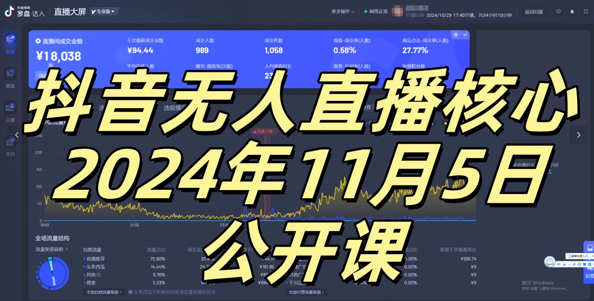 抖音无人直播核心公开课,咸鱼翻身小白可做带有睡后收入月入过万太简单【揭秘】-快赚