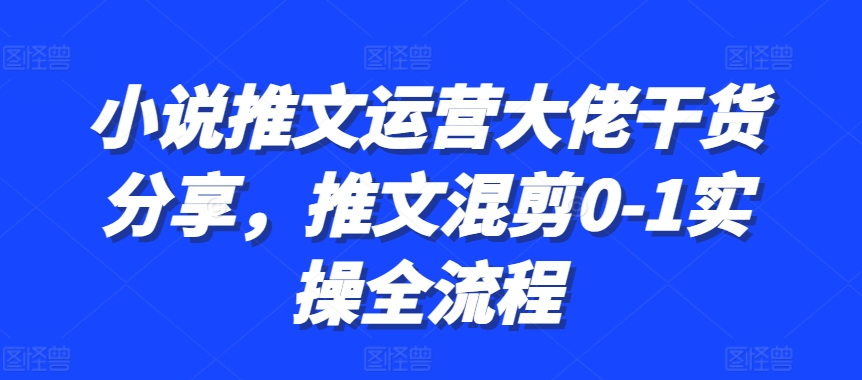 小说推文运营大佬干货分享,推文混剪0-1实操全流程-快赚