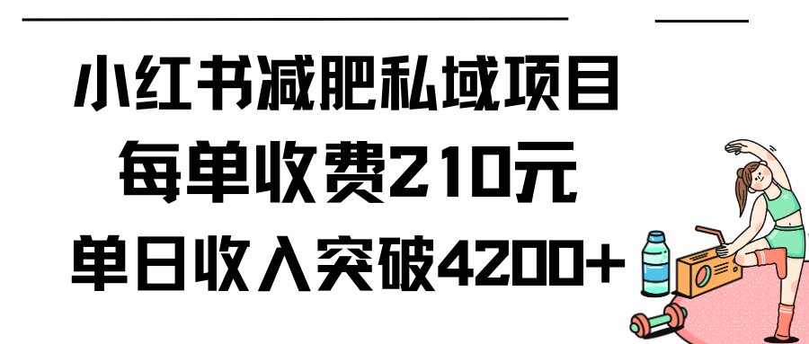 (9466期)小红书减肥私域项目每单收费210元单日成交20单，最高日入4200+-快赚