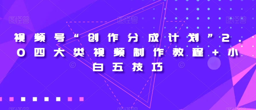 视频号“创作分成计划”2.0四大类视频制作教程+小白五技巧【揭秘】-快赚
