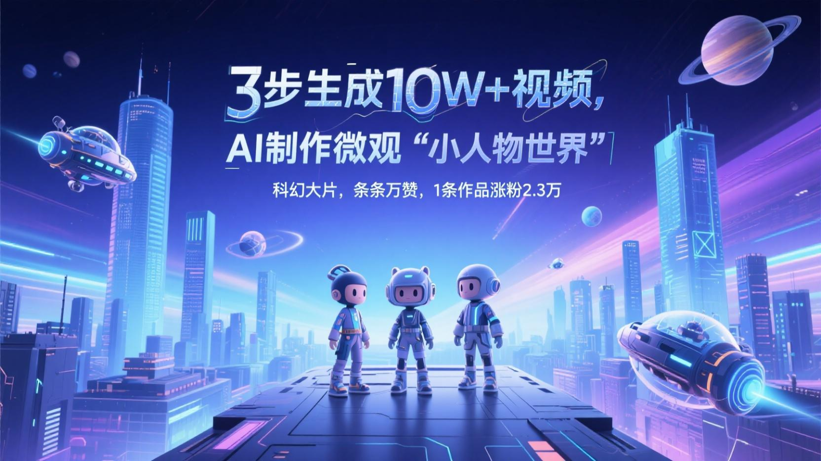 三步生成10W+视频,AI制作微观“小人物世界”科幻大片,条条万赞,1条作品涨粉2.3万-快赚