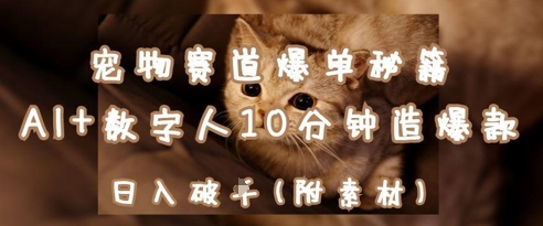 宠物赛道爆单秘籍:AI+数字人10分钟造爆款,日入1k-快赚