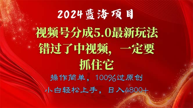 2024蓝海项目，视频号分成计划5.0最新玩法，错过了中视频，一定要抓住...-快赚