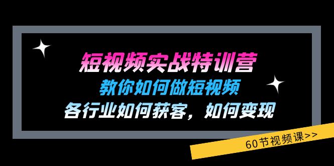 短视频实战特训营:教你如何做短视频,各行业如何获客,如何变现 (60节)-快赚