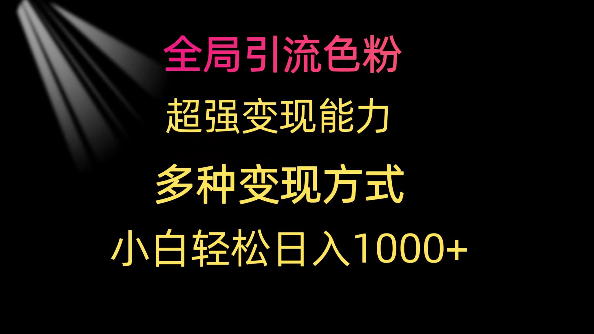 (9680期)全局引流色粉 超强变现能力 多种变现方式 小白轻松日入1000+-快赚