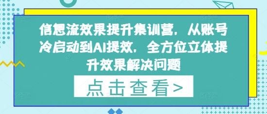 信息流效果提升集训营,从账号冷启动到AI提效,全方位立体提升效果解决问题-快赚