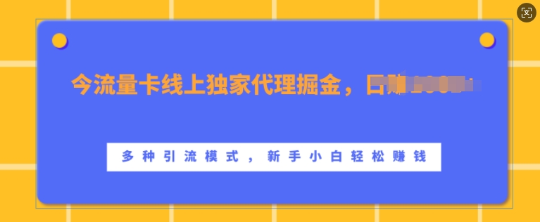 流量卡线上独家代理掘金,日入1k+ ,多种引流模式,新手小白轻松上手【揭秘】-快赚