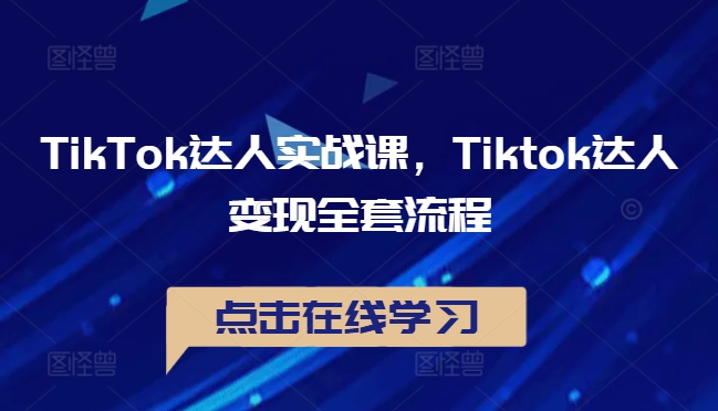 TikTok达人实战课,Tiktok达人变现全套流程-快赚
