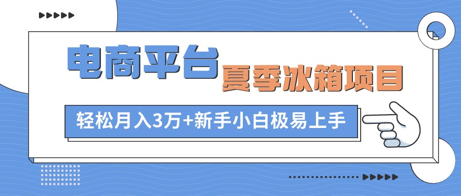 电商平台夏季冰箱项目，轻松月入3万+，新手小白极易上手-快赚