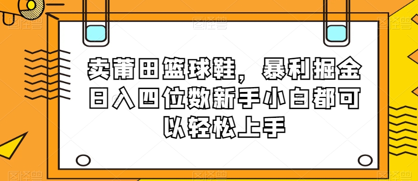 卖莆田篮球鞋,暴利掘金日入四位数新手小白都可以轻松上手【揭秘】-快赚