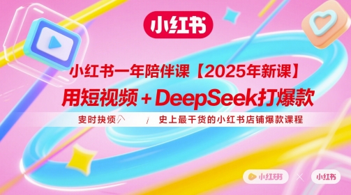 小红书一年陪伴课【2025年新课】，用短视频+deepSeek打爆款，史上最干货的小红书店铺爆款课程-快赚