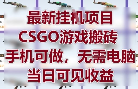 最新挂G项目,CSGO游戏搬砖,手机可做,无需电脑,当日见收益【揭秘】-快赚