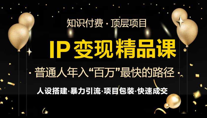 IP变现最新精品课程,知识付费全流程+最强引流术+小白避坑指南-快赚